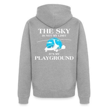 Der Himmel ist nicht meine Grenze Tragschrauber Luftfahrt - Unisex Premium Bio Zip Hoodie - Grau meliert - Hinten - Nico (187cm)