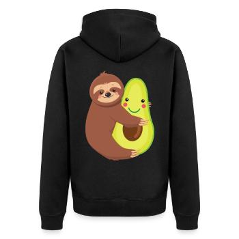 Paresseux paresseux étreignant avocat végétalien Amoureux des animaux - Veste à capuche bio Premium Unisexe - noir - Dos - Nico (187cm)