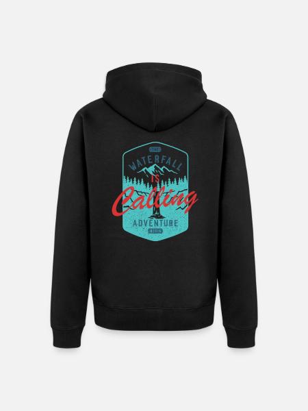 Waterfall Adventure Mountains Hiking Alps - Unisex Premium Organic Zip Hoodie - black
