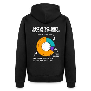 How To Get Engineers Attention Engineering - Unisex Premium Organic Zip Hoodie - black - Back - Nico (187cm)