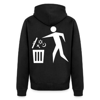 La religion des ordures sauve la planète - Veste à capuche bio Premium Unisexe - noir - Dos - Nico (187cm)