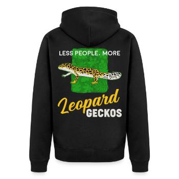 Reptilienliebhaber Weniger Menschen Mehr Leopard Geckos - Unisex Premium Bio Zip Hoodie - Schwarz - Hinten - Nico (187cm)
