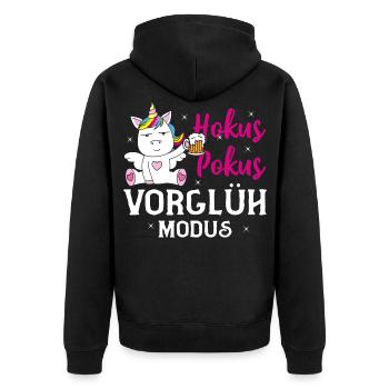 Einhorn Bier Party Hokus Pokus Vorglüh Modus - Unisex Premium Bio Zip Hoodie - Schwarz - Hinten - Nico (187cm)