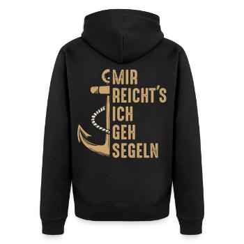 Mir Reichts Ich Geh Segeln - Unisex Premium Bio Zip Hoodie - Schwarz - Hinten - Nico (187cm)