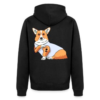J’aime papa Tatouage Corgi Chien Fête des pères - Veste à capuche bio Premium Unisexe - noir - Dos - Nico (187cm)
