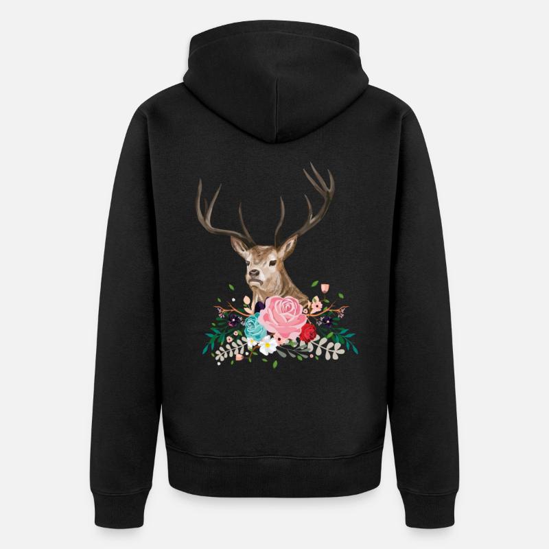 Fleur de cerf - Veste à capuche bio Premium Unisexe - noir