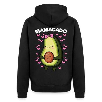 Mamacado Avocado Schwangerschaft Vegane Mama - Unisex Premium Bio Zip Hoodie - Schwarz - Hinten - Nico (187cm)