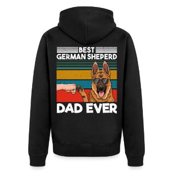 Best German Shepherd Dad Ever Bester Hunde Papa - Unisex Premium Bio Zip Hoodie - Schwarz - Hinten - Nico (187cm)