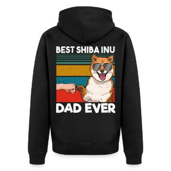 Best Shiba Inu Dad Ever - Unisex Premium Bio Zip Hoodie - Schwarz - Hinten - Nico (187cm)