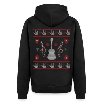 Gitarrist Ugly Christmas Rock & Roll Gitarren Xmas - Unisex Premium Bio Zip Hoodie - Schwarz - Hinten - Nico (187cm)