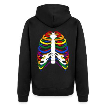 Rib Cage Skeleton Gay Pride Rainbow Flag Halloween - Veste à capuche bio Premium Unisexe - noir - Dos - Nico (187cm)