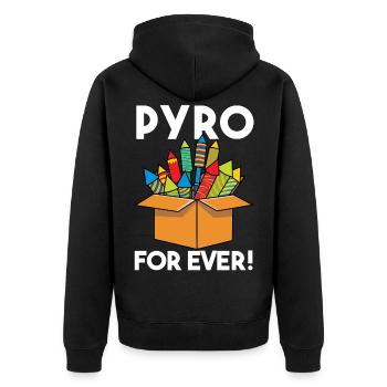 Pyro For Ever Fireworks - Unisex Premium Bio Zip Hoodie - Schwarz - Hinten - Nico (187cm)