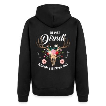 In Mei Dirndl Kumm I Nimma Nei Dirndl Replacement - Unisex Premium Organic Zip Hoodie - black - Back - Nico (187cm)
