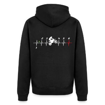 Motocross Herzschlag Offroad Dirt Bike Schaltung - Unisex Premium Bio Zip Hoodie - Schwarz - Hinten - Nico (187cm)