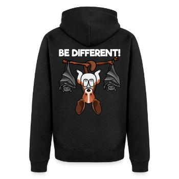 Be Different Beagle Hund mit Fledermäusen - Unisex Premium Bio Zip Hoodie - Schwarz - Hinten - Nico (187cm)