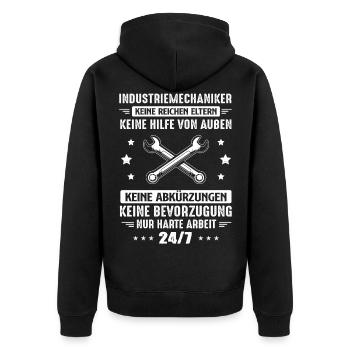 Industriemechaniker Harte Arbeit Job Beruf Kollege - Unisex Premium Bio Zip Hoodie - Schwarz - Hinten - Nico (187cm)