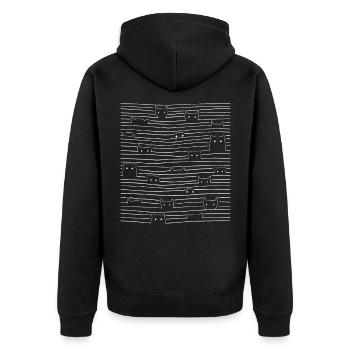 Cat Line Art Cool Halloween Black Cat Kitten - Unisex Premium Bio Zip Hoodie - Schwarz - Hinten - Nico (187cm)
