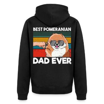 Best Pomeranian Dad Ever Bester Hunde Papa - Unisex Premium Bio Zip Hoodie - Schwarz - Hinten - Nico (187cm)