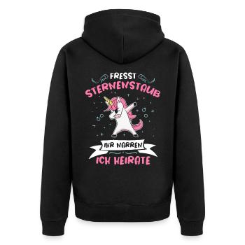 Fresst Sternenstaub Ich Heirate Dabbing Einhorn - Unisex Premium Bio Zip Hoodie - Schwarz - Hinten - Nico (187cm)