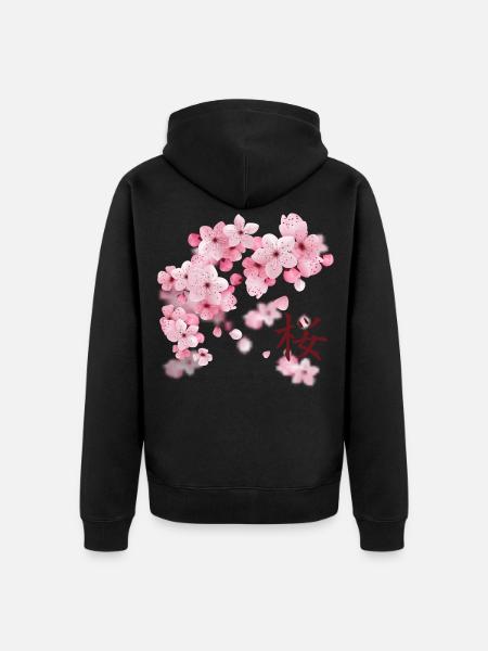 Fiori di ciliegio giapponesi - Sakura - Felpa con cappuccio ecologica premium unisex - nero