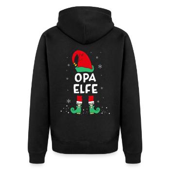 Opa Elf - Unisex Premium Bio Zip Hoodie - Schwarz - Hinten - Nico (187cm)