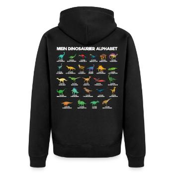 Dinosaurier Alphabet A-Z Dino ABC T-Rex - Unisex Premium Bio Zip Hoodie - Schwarz - Hinten - Nico (187cm)