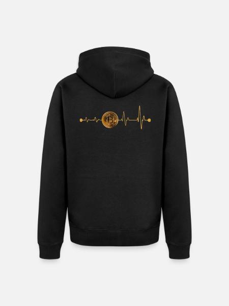 Bitcoin Herzschlag - Unisex Premium Bio Zip Hoodie - Schwarz