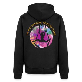 Aerialist traînant autour du yoga aérien Aerial Silk - Veste à capuche bio Premium Unisexe - noir - Dos - Nico (187cm)