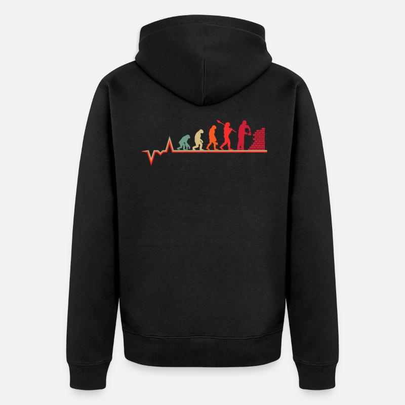 Evolution Maurer Herzschlag Bauarbeiter - Unisex Premium Bio Zip Hoodie - Schwarz