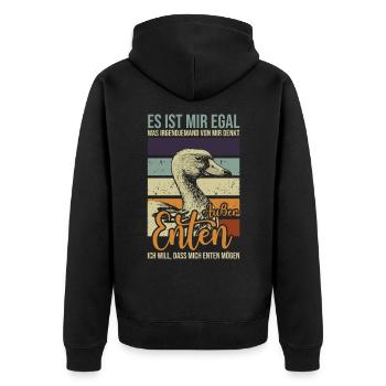 Ente Ich Will Dass Mich Enten Mögen Entenzüchter - Unisex Premium Bio Zip Hoodie - Schwarz - Hinten - Nico (187cm)