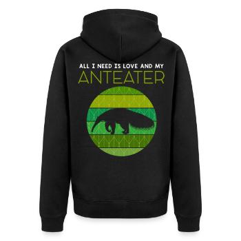 Funny I Need Love Anteater Animal Lovers drucken - Unisex Premium Bio Zip Hoodie - Schwarz - Hinten - Nico (187cm)
