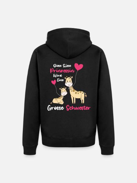 Große Schwester Giraffen - Unisex Premium Bio Zip Hoodie - Schwarz