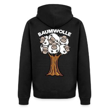 Baumwolle - Unisex Premium Bio Zip Hoodie - Schwarz - Hinten - Nico (187cm)