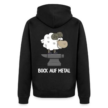 Bock Auf Metal Heavy Metal Amboss - Unisex Premium Bio Zip Hoodie - Schwarz - Hinten - Nico (187cm)