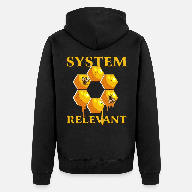 Biene System Relevant - Unisex Premium Bio Zip Hoodie - Schwarz
