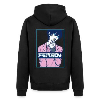 Femboy Aesthetic Japanese Anime Boy Crossdressing - Unisex Premium Bio Zip Hoodie - Schwarz - Hinten - Nico (187cm)
