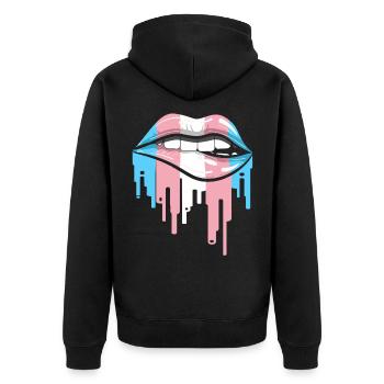 Transgender Lippen LGBTQ Pride Flagge Transgender - Unisex Premium Bio Zip Hoodie - Schwarz - Hinten - Nico (187cm)