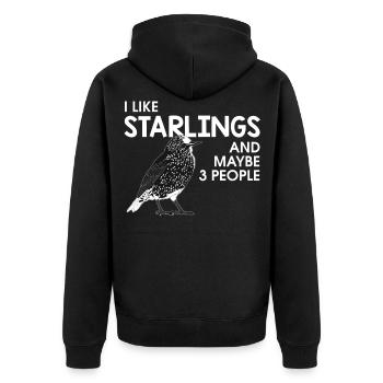 Birding Birdwatching I Like Starlings Bird Lover - Unisex Premium Organic Zip Hoodie - black - Back - Nico (187cm)