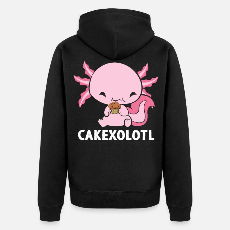 Cakexolotl Kuchen Axolotl - Unisex Premium Bio Zip Hoodie - Schwarz