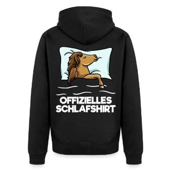 Offizielles Schlafshirt Pferd Nachthemd Pferde - Unisex Premium Bio Zip Hoodie - Schwarz - Hinten - Nico (187cm)