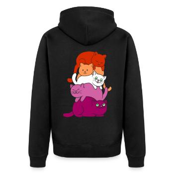 Lesbian Katze Katzen Stapel - Unisex Premium Bio Zip Hoodie - Schwarz - Hinten - Nico (187cm)