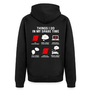 Things i do in my free time Freizeit Geocaching - Unisex Premium Bio Zip Hoodie - Schwarz - Hinten - Nico (187cm)