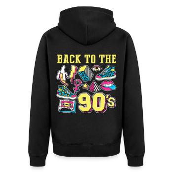 Back To 90's Vintage Kassette Tape Mixtape - Unisex Premium Bio Zip Hoodie - Schwarz - Hinten - Nico (187cm)