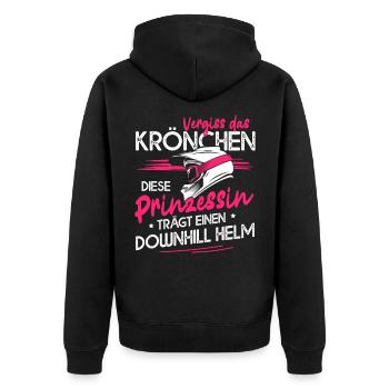 Vergiss Das Krönchen Prinzessin Downhill Helm - Unisex Premium Bio Zip Hoodie - Schwarz - Hinten - Nico (187cm)