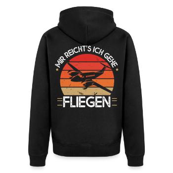 Mir reichts ich geh Fliegen Modellflug Flugzeug - Unisex Premium Bio Zip Hoodie - Schwarz - Hinten - Nico (187cm)