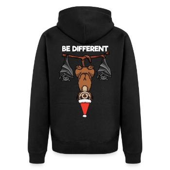 Be Different Erdmännchen Fledermaus Weihnachten - Unisex Premium Bio Zip Hoodie - Schwarz - Hinten - Nico (187cm)