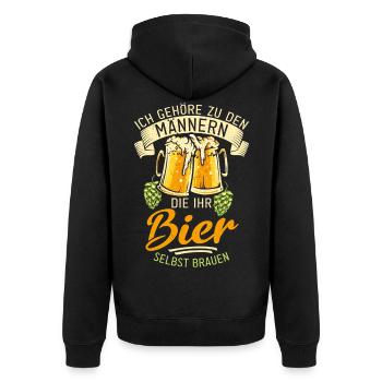 Bier Brauen Zubehör Bierbrauen selber Bierbrauer - Unisex Premium Bio Zip Hoodie - Schwarz - Hinten - Nico (187cm)