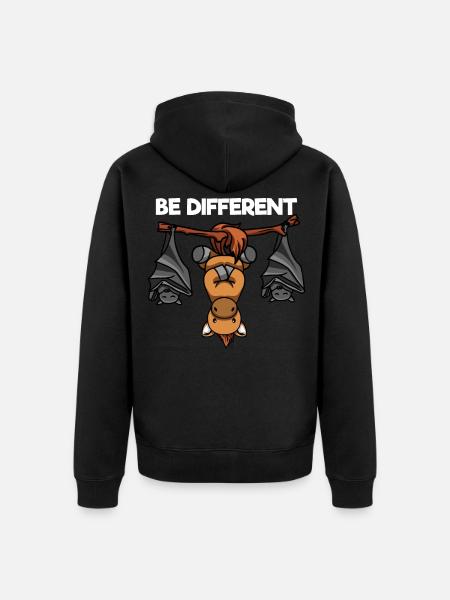Be Different Pony und Fledermäuse - Unisex Premium Bio Zip Hoodie - Schwarz