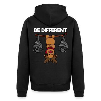 Be Different Rentier Fledermäuse Weihnachten - Unisex Premium Bio Zip Hoodie - Schwarz - Hinten - Nico (187cm)