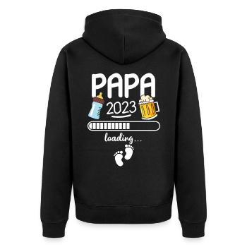 Werdender Papa 2023 Loading - Unisex Premium Bio Zip Hoodie - Schwarz - Hinten - Nico (187cm)